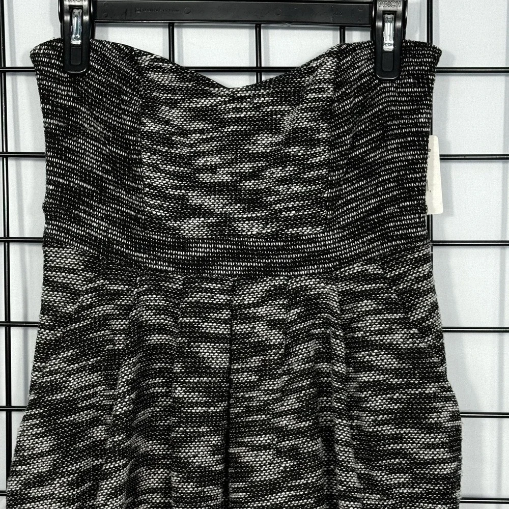 Free People Nyima Dress‎ Womens 6 Black Tweed Mini Ruched Strapless Pockets NEW